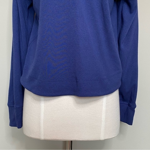 Boden Ellen Blue Soft Jersey Ribbed Hoodie with V-neck, size US 4 - Picture 3 of 12